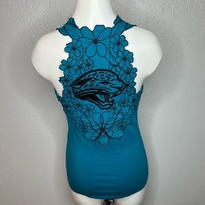 G-III Apparel Touch Teal Jaguars Embroidered Tank Top. Size Small